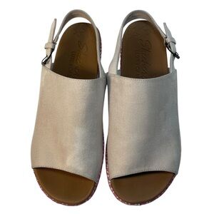 Skechers Cali Brit Luxe Foam Festival Daisy Rainbow Wedge Espadrille Size 10